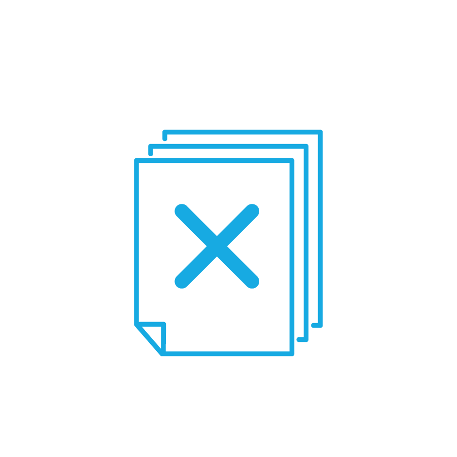 Icon of pages with an X on them.
