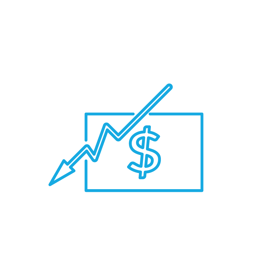 Icon of a dollar bill with a downward trajectory arrow.