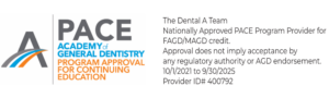 PACE AGD logo from Dental A Team allowing dentists to earn CE by attending the free webinar