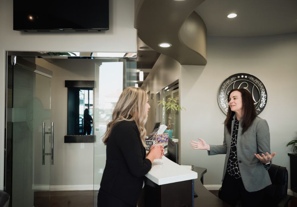 Dental biller talking to the patient
